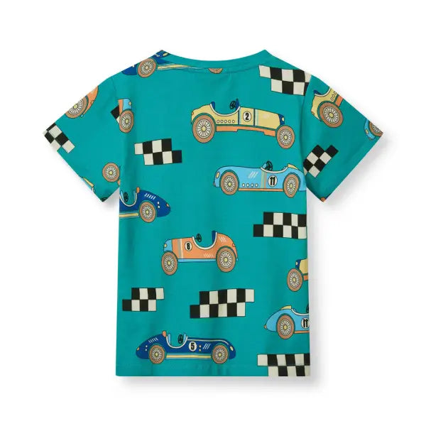 Smafolk Teal Race Cars T-shirt - T-shirts