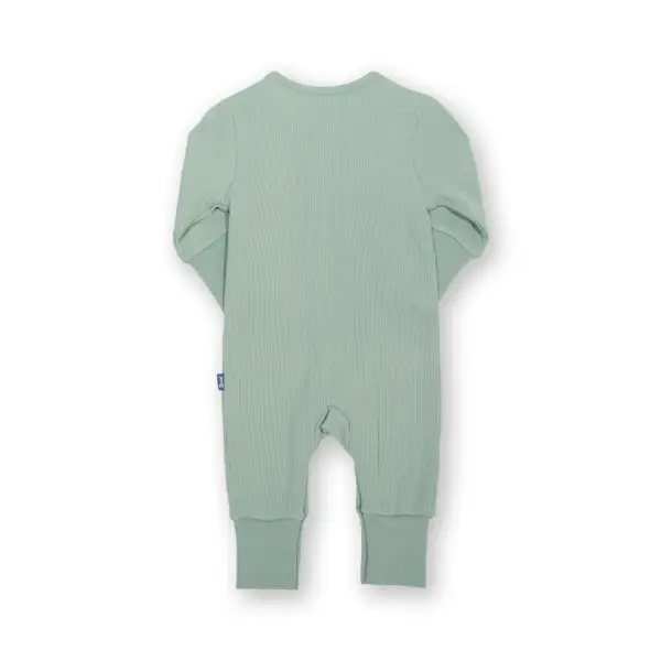 Spruce Green Organic Cotton Romper Adorable Elephant Waffle Fabric - Rompers