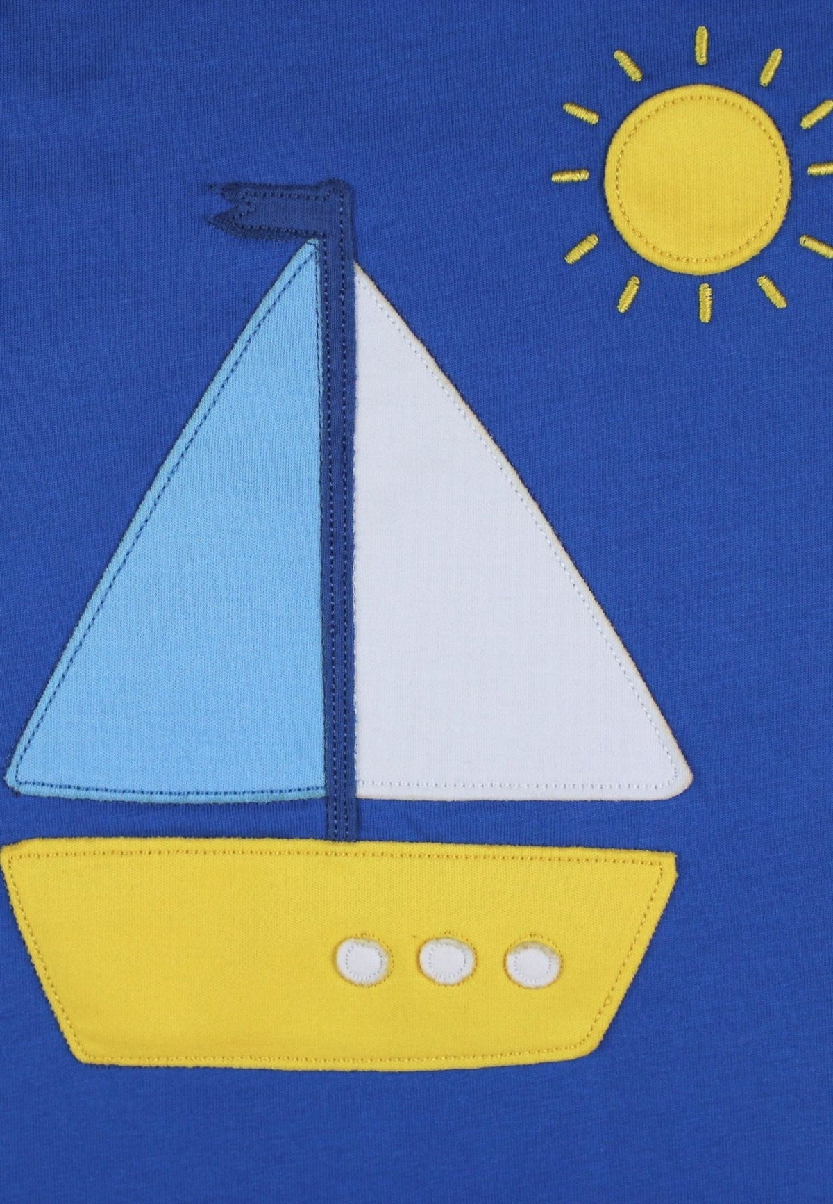 Toby Tiger Organic St Ives Boat Applique Short Sleeved T-Shirt