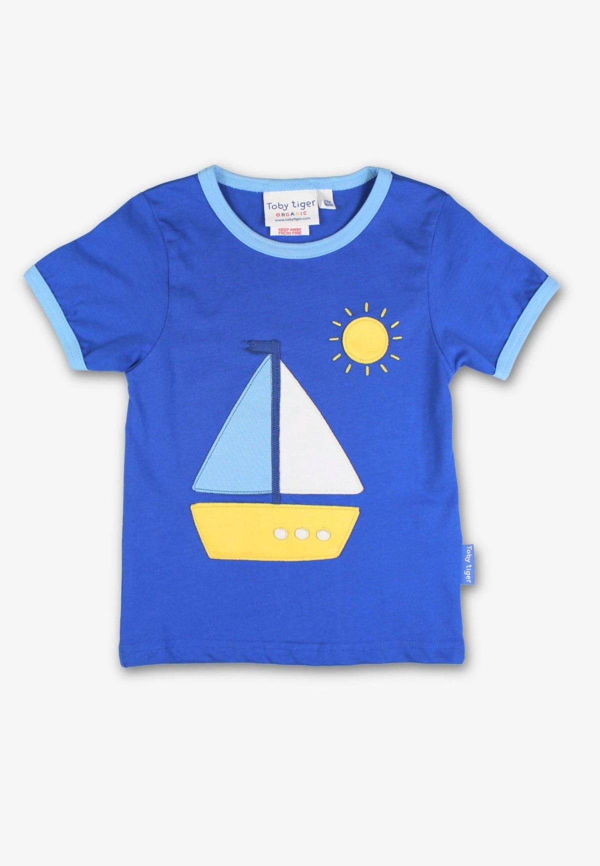 Toby Tiger Organic St Ives Boat Applique Short Sleeved T-Shirt