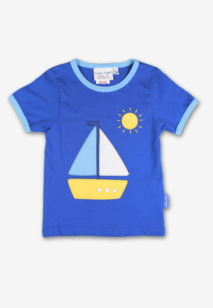 Toby Tiger Organic St Ives Boat Applique Short Sleeved T-Shirt