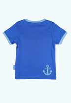 Blue t-shirt with an anchor design on a white background