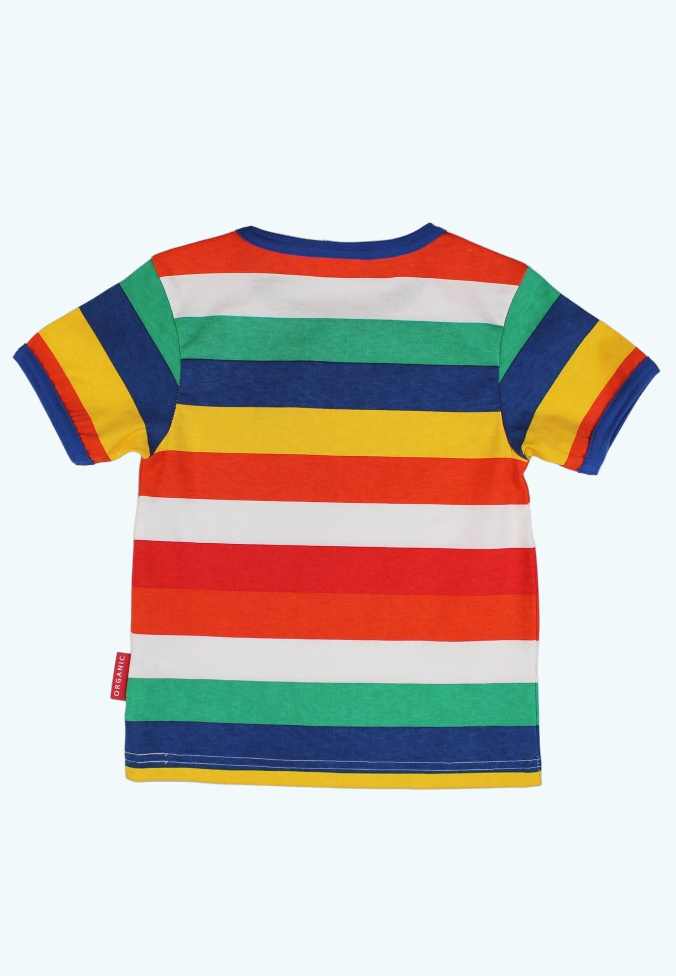 Colorful striped t-shirt on a white background
