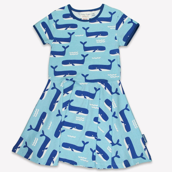 Toby Tiger Organic Whale Waves Print Skater Dress Toby Tiger Dresses