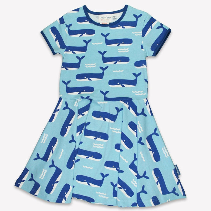 Toby Tiger Organic Whale Waves Print Skater Dress Toby Tiger Dresses