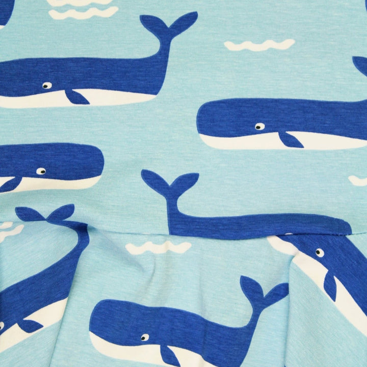 Toby Tiger Organic Whale Waves Print Skater Dress Toby Tiger Dresses