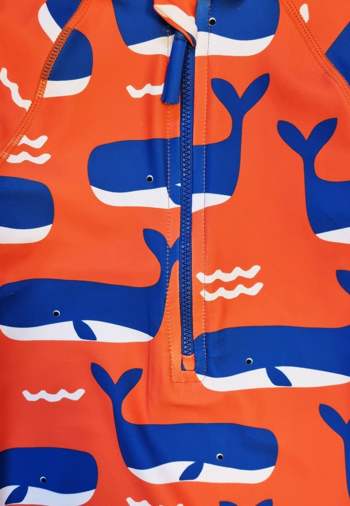 Whale Waves Print Baby Long-Sleeved Swimsuit