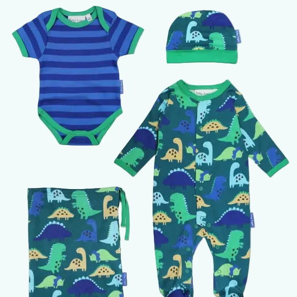 Toby Tiger Organic Dinosaur Print Baby Gift Set - Gift Set