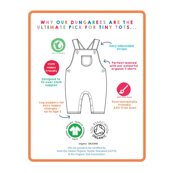 Toby Tiger Organic Hillside Print Dungarees - Dungarees