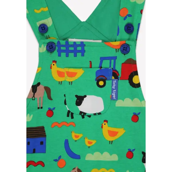 Toby Tiger Organic Hillside Print Dungarees - Dungarees