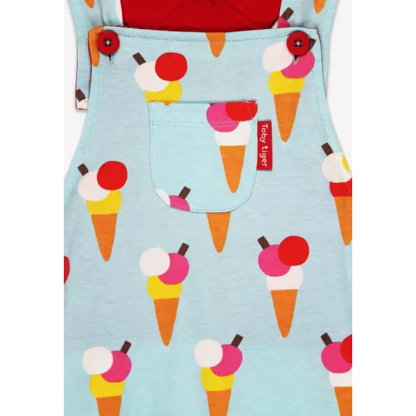 Toby Tiger Organic Ice Cream Cone Dungaree Shorts - Dungarees