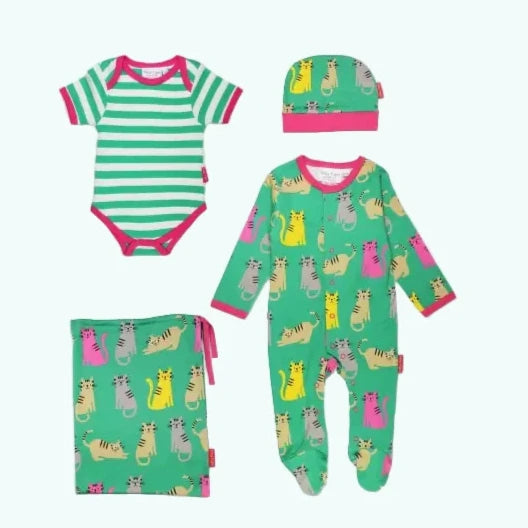 Toby Tiger Organic Kitten Print Baby Gift Set - Gift Set