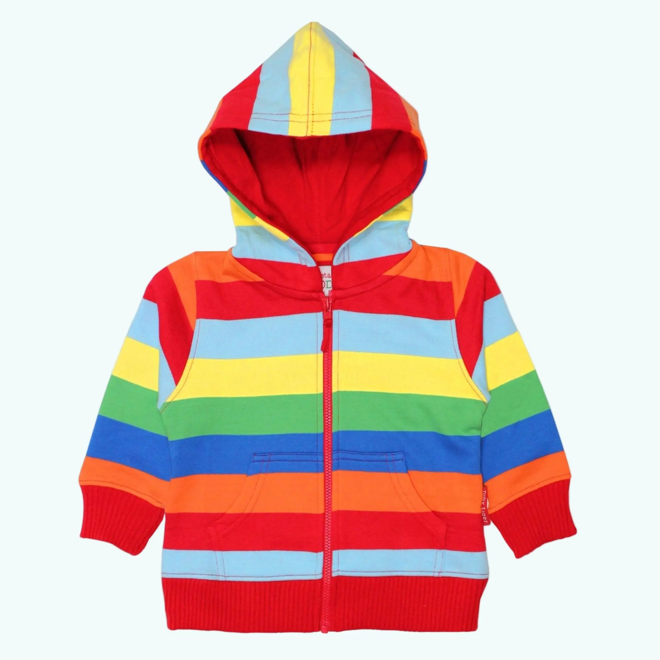 Toby Tiger rainbow organic cotton hoodie for kids