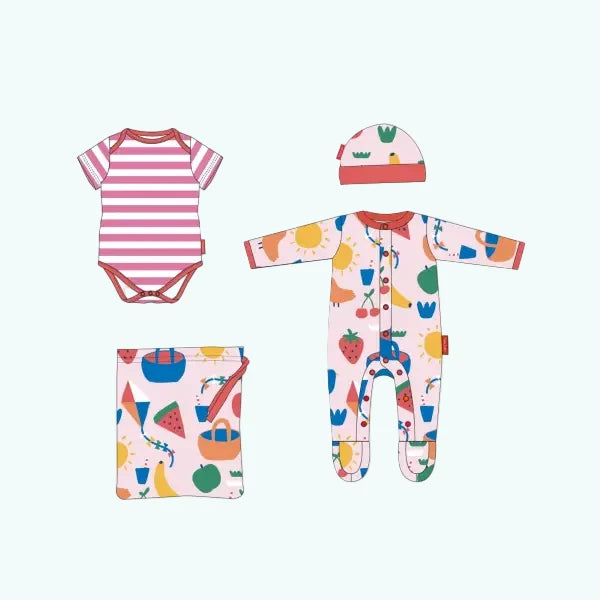 Toby Tiger Organic Picnic Print Baby Gift Set - Gift Set