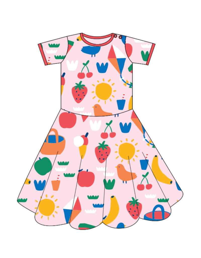 Toby Tiger Organic Picnic Print Skater Dress - Dresses