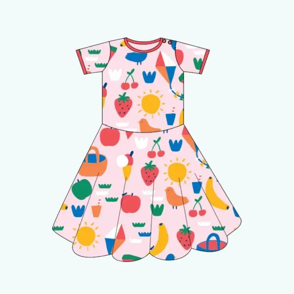 Toby Tiger Organic Picnic Print Skater Dress - Dresses