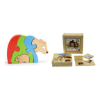 Toddler Puzzle and Toy Bundle, wooden stacking bear with Australian animals puzzle box