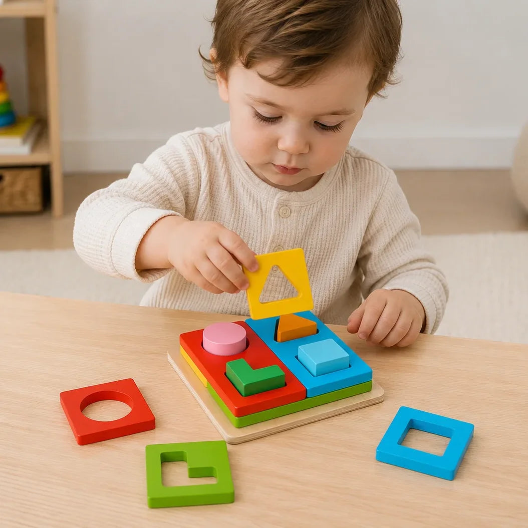 Tooky Toy Wooden Stacking Multi Shape Sorter view 7