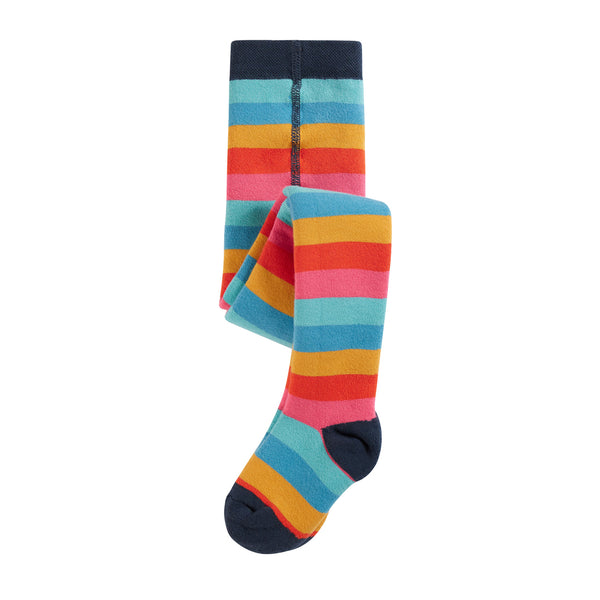 Frugi Organic Toasty Tights - Honeysuckle Rainbow Stripe Frugi Tights