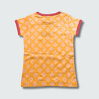 Yellow clover print organic infant shirt in radiant yellow with hot pink trim, DUNS Sweden – organic infant clothes, infant shirts