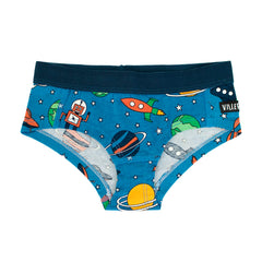 Villervalla Organic Girls Briefs - Space Print - Mid Marine