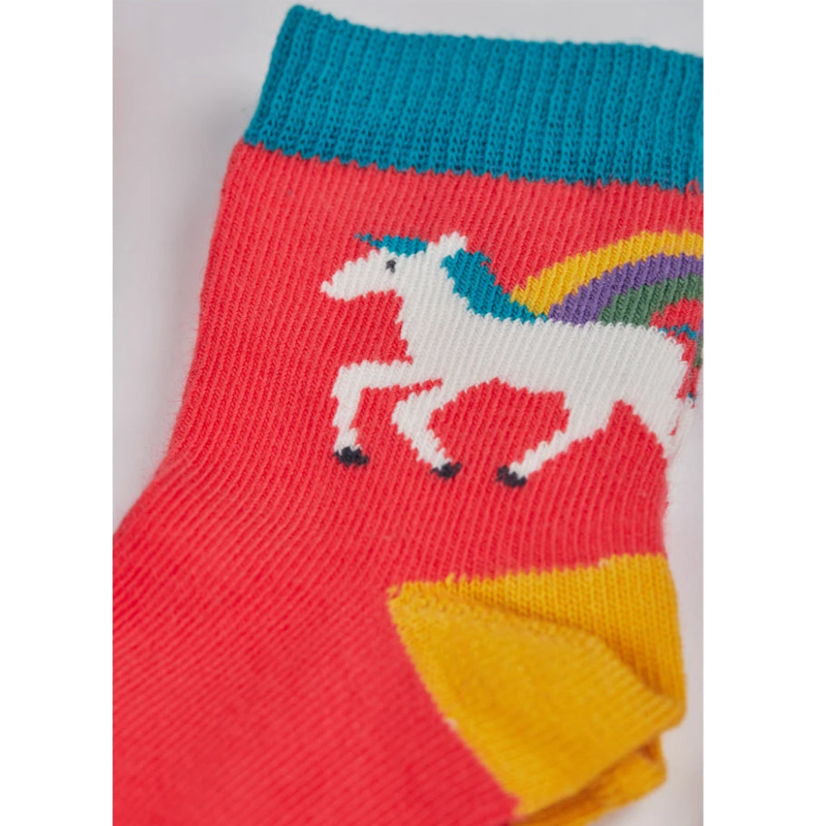 Frugi Organic Little Socks 3 Pack - Pegasus Rainbow Flowers
