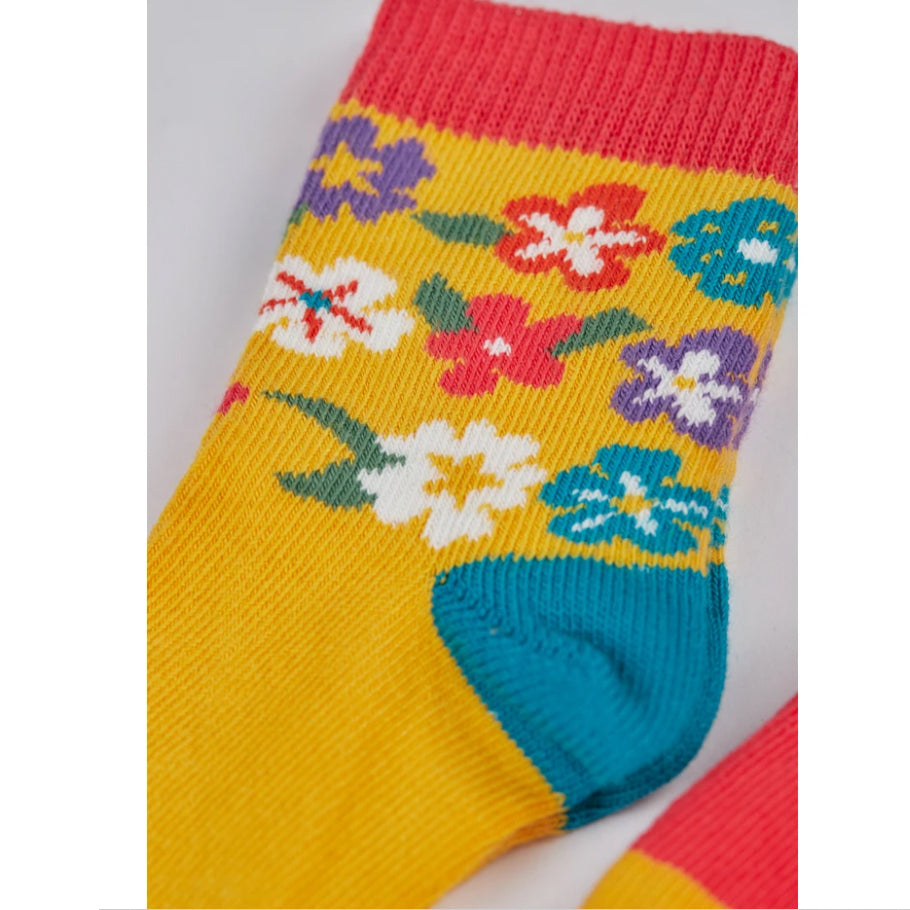 Frugi Organic Little Socks 3 Pack - Pegasus Rainbow Flowers