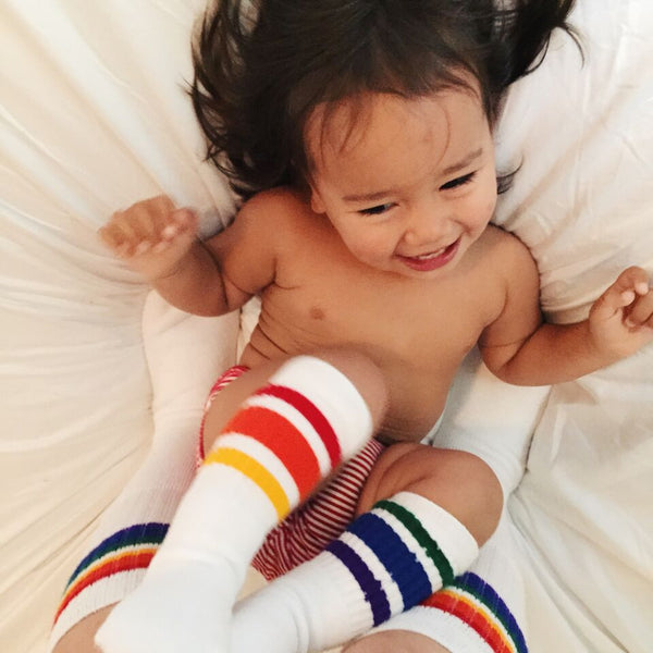 10" Toddler Rainbow Striped Tubes - 3 pack Pride Socks Socks