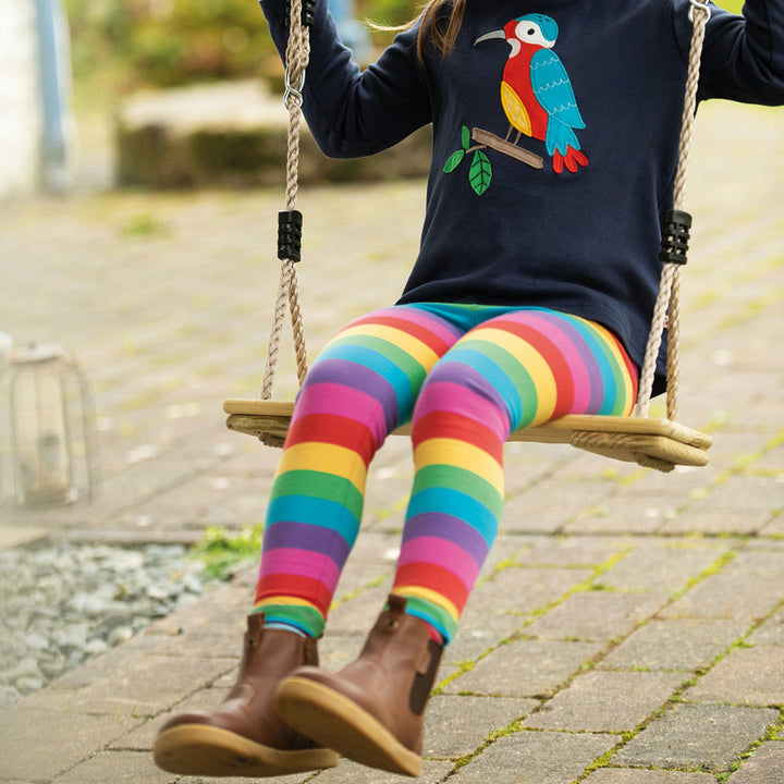 Frugi Organic Libby Leggings - Foxglove Rainbow stripe Frugi Leggings