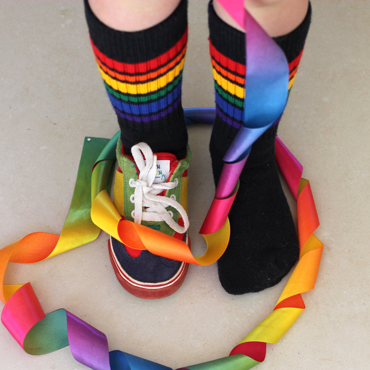 10" Baby/toddler Rainbow Striped Tubes - Black by Pride Socks Pride Socks Socks