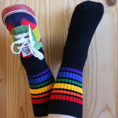 10" Baby/toddler Rainbow Striped Tubes - Black by Pride Socks, socks, Pride Socks, Baby goes Retro - Baby goes Retro
