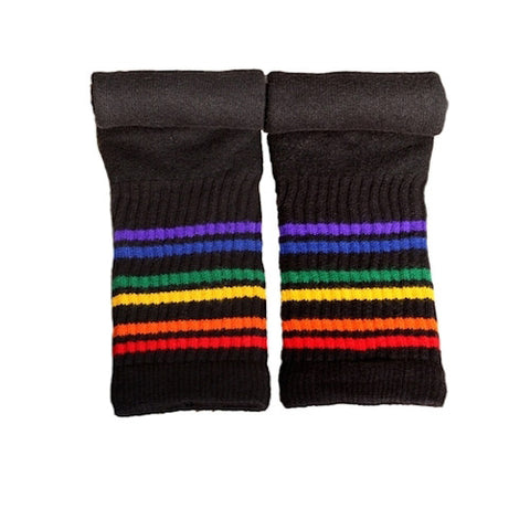 19" Under the Knee Rainbow Striped Tubes - Black, socks, Pride Socks, Baby goes Retro - Baby goes Retro
