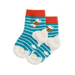 Frugi Organic Grippy Socks - 2 Pack - Rainbow Daisy